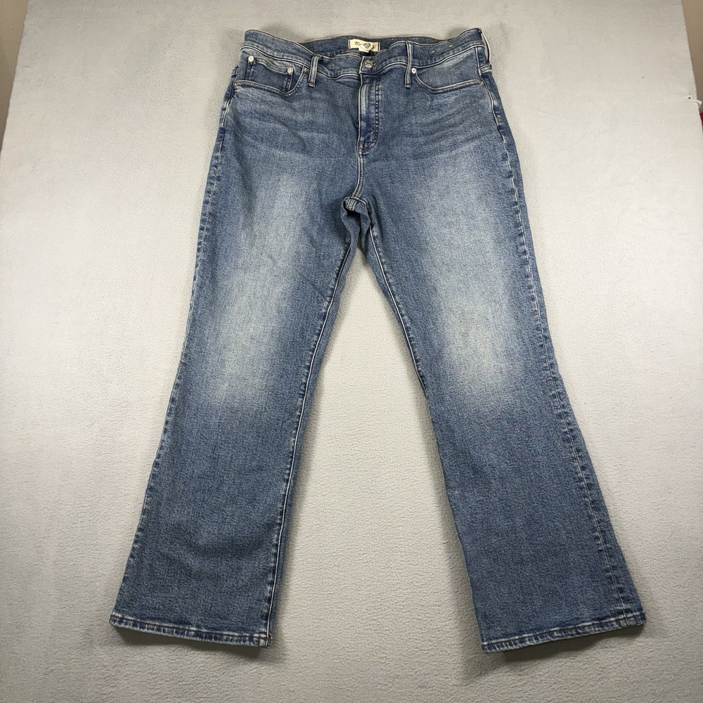 Madewell Mid-Rise Kick Out Jeans Womens 33T Tall Blue Stretch Flare Bootcut